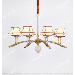 Chinese-Style Copper Bamboo Zen Zen Single-Tier Large Chandelier Citilux