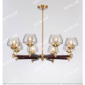 Simple American All-Copper Wood Single Tier Large Chandelier Citilux