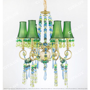 French Copper Color Crystal Beaded Single-Tier Chandelier Citilux