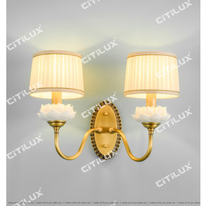 Chinese Copper White Lotus Double Wall Lamp Citilux