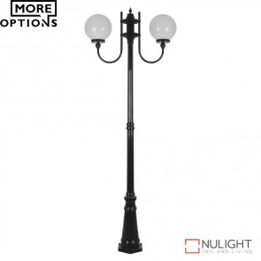 Gt 620 Lisbon Twin 25Cm Sphere Curved Arms Tall Post Light E27 DOM