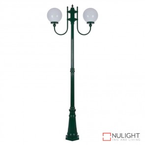 Gt 620 Lisbon Twin 25Cm Sphere Curved Arms Tall Post Light Green Finish E27 DOM