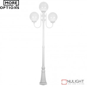 Gt 623 Lisbon Triple 30Cm Spheres Curved Arms Tall Post Light E27 DOM