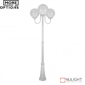 Gt 625 Lisbon Triple 30Cm Spheres Curved Arms Tall Post Light E27 DOM