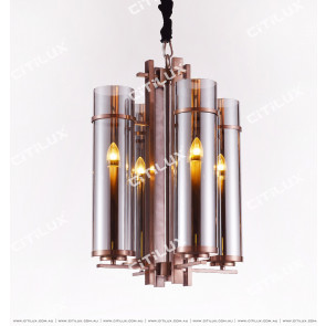 Modern Chinese Green Bronze Glass Small Chandelier Citilux