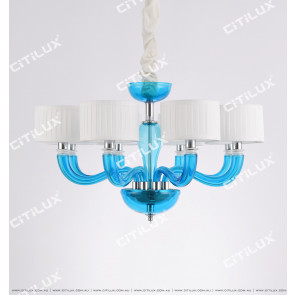 Simple European-Style Lake Blue Primary Color Glass Small Chandelier Citilux