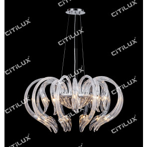 Modern Jellyfish Shaped Leaded Glass Chandelier Large Citilux