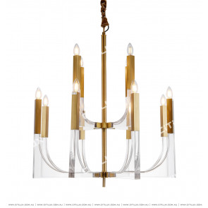 Modern Line Acrylic Stainless Steel Double Chandelier Citilux