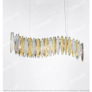 Modern Handmade Glass Gold And Silver Two-Color Wavy Dining Chandelier Citilux