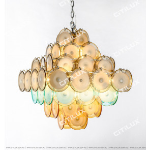 Modern Light Luxury Colored Jade Glass Square Chandelier Citilux