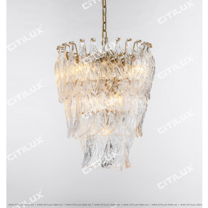 Modern Handmade Leaf Shaped Glass Small Chandelier Citilux
