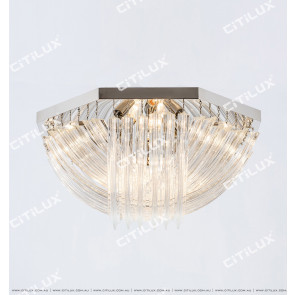 Modern Transparent Curved Glass Ceiling Lamp Chrome Large Citilux