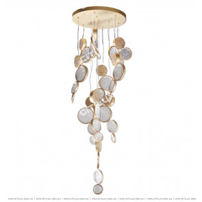 Full Copper Embossed Round Mosaic Chandelier Citilux
