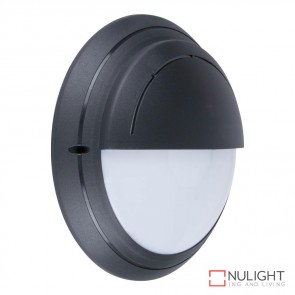 Vl 126691 Round Eyelid 240V Polycarbonate Wall Light Black Finish E27 DOM