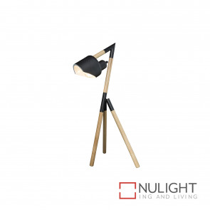 Kyoto Tripod Timber And Metal Table Lamp - Natural And Black BRI