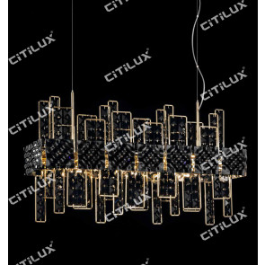 Stainless Steel Black Square Crystal Dining Chandelier Citilux