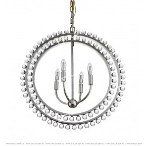 Modern American Transparent Bead Double Ring Chandelier Chrome Citilux
