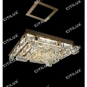 Modern Crystal Combination Stainless Steel Square Chandelier Citilux