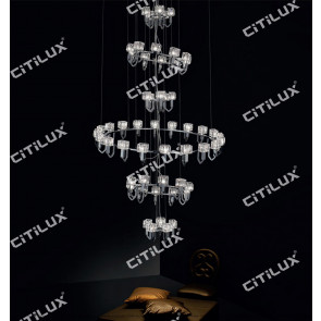 Simple Stainless Steel Crystal Square Cover Multi-Tier Hollow Large Chandelier / Can Be Customized Citilux