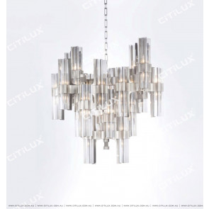 Light Luxury Metal Four-Cornered Glass High-Rise Chandelier Citilux