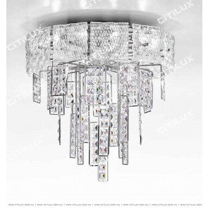 Stainless Steel Transparent Square Crystal Ceiling Lamp Citilux