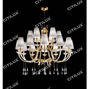 Simple European-Style Line Cut Stainless Steel Gold Double Chandelier Citilux