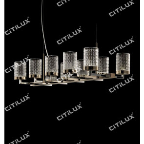 Stainless Steel Textured Glass Cover Carved Chandelier Citilux