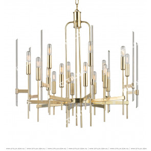 Simple Line Crystal Tube Shape Chandelier Large Gold Citilux