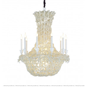 Postmodern Classical High-End White Beaded Bird Cage Pendant Light Citilux