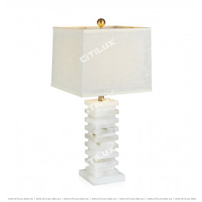 Spanish Marble Table Lamp In White Marble Citilux