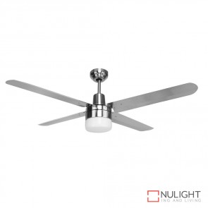 Viento 48 Inches Steel Blade Ceiling Fan And Light Stainless Steel And Brushed Nickel Finish E27 DOM