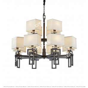Asian Black Fabric Chinese Chandelier Citilux