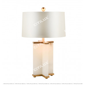 Spanish Marble Table Lamp With White Shade Citilux