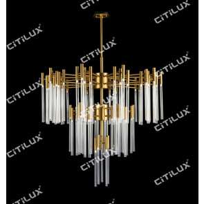 Modern Brushed Titanium Stainless Steel Glass Chandelier Citilux