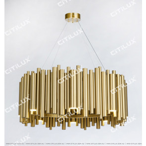 Stainless Steel Titanium Gold Texture Modern Large Chandelier Citilux