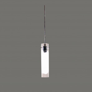 Aldo Clear Glass Cylinder Pendant Lamp in White/Clear Arte Vetro