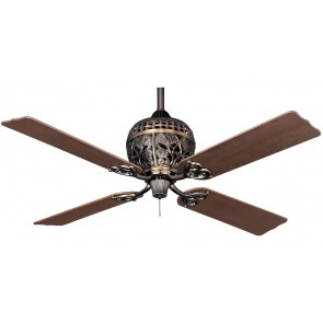 1886 Series Ceiling Fan in Amber Bronze with Four Distressed Cherry / Distressed Dark Walnut Switch Blades Hunter Fans