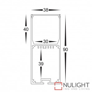 38Mm X 90Mm Deep Square Aluminium Profile With Opal Diffuser - Kit - Per Metre HAV