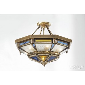 Malabar Classic Brass Made Semi Flush Mount Ceiling Light Elegant Range Citilux
