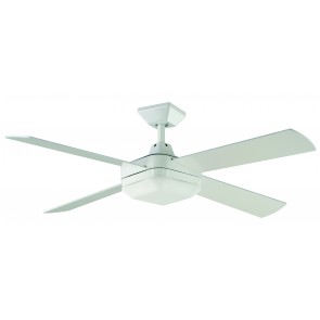 Quadrant 130cm Ceiling Fan in Gloss White with Halogen Light Kit Martec