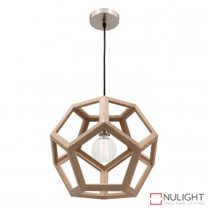 Peeta 1 Light Natural Timber Pendant - Large MEC