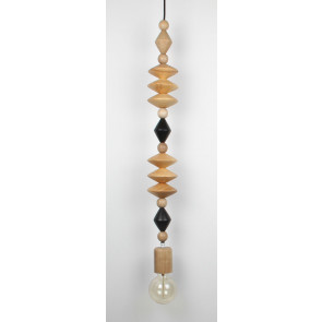 Wood pendant light in natural and black colour