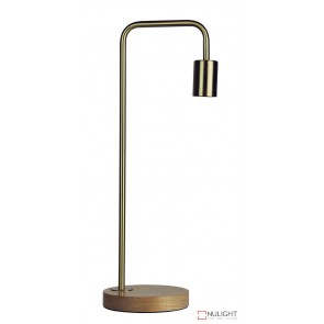 Lane Table Lamp Base Teak With Brushed Brass Arm ORI