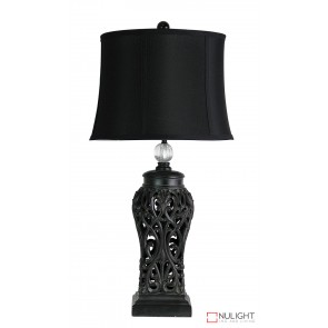 Dorne Antique Black Cut Table Complete Lamp ORI