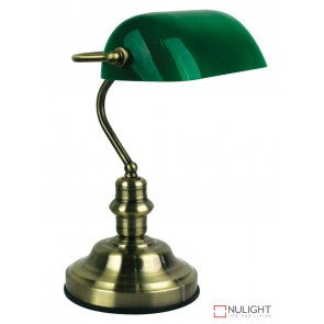 Bankers Lamp Antique Brass Switched ORI