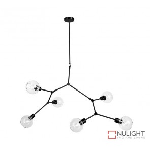 Padua 6 Light Pendant Matt Black - Clear Glass ORI