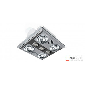 GARRISON 4 - 4 Light 3 in 1 Bathroom Heat Exhaust 4 x 375w With 3 x LED Centre Lights (4000K NW)- Silver VTA